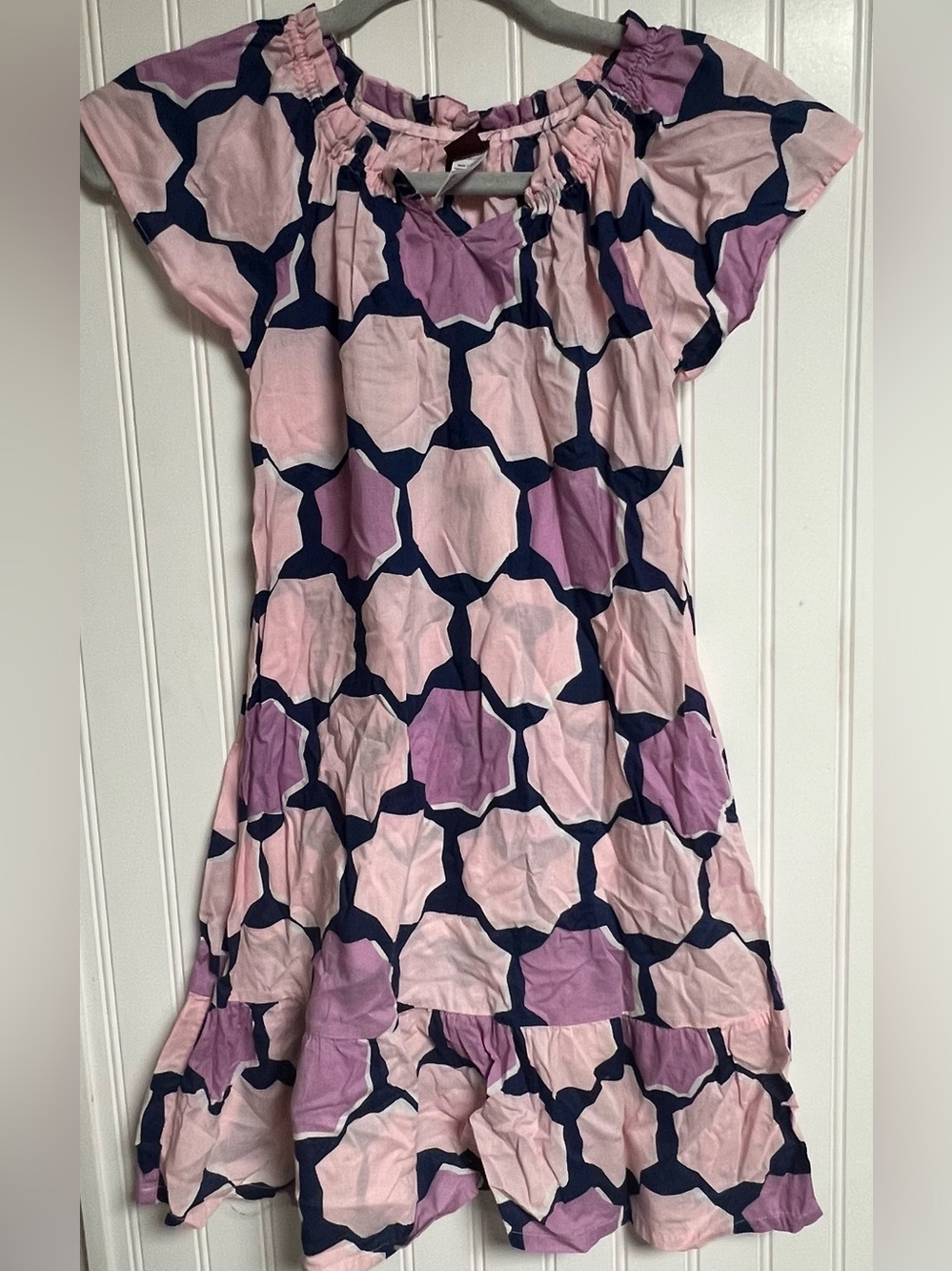 Tea Collection Girl’s Size 10 Dress Pink Purple Short Sleeves